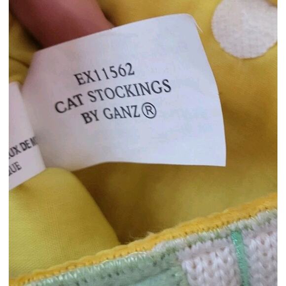 Ganz Cat Stocking Yellow Tabby in Christmas Hat Measures Approx. 26 In x 6.5 In - Picture 4 of 12